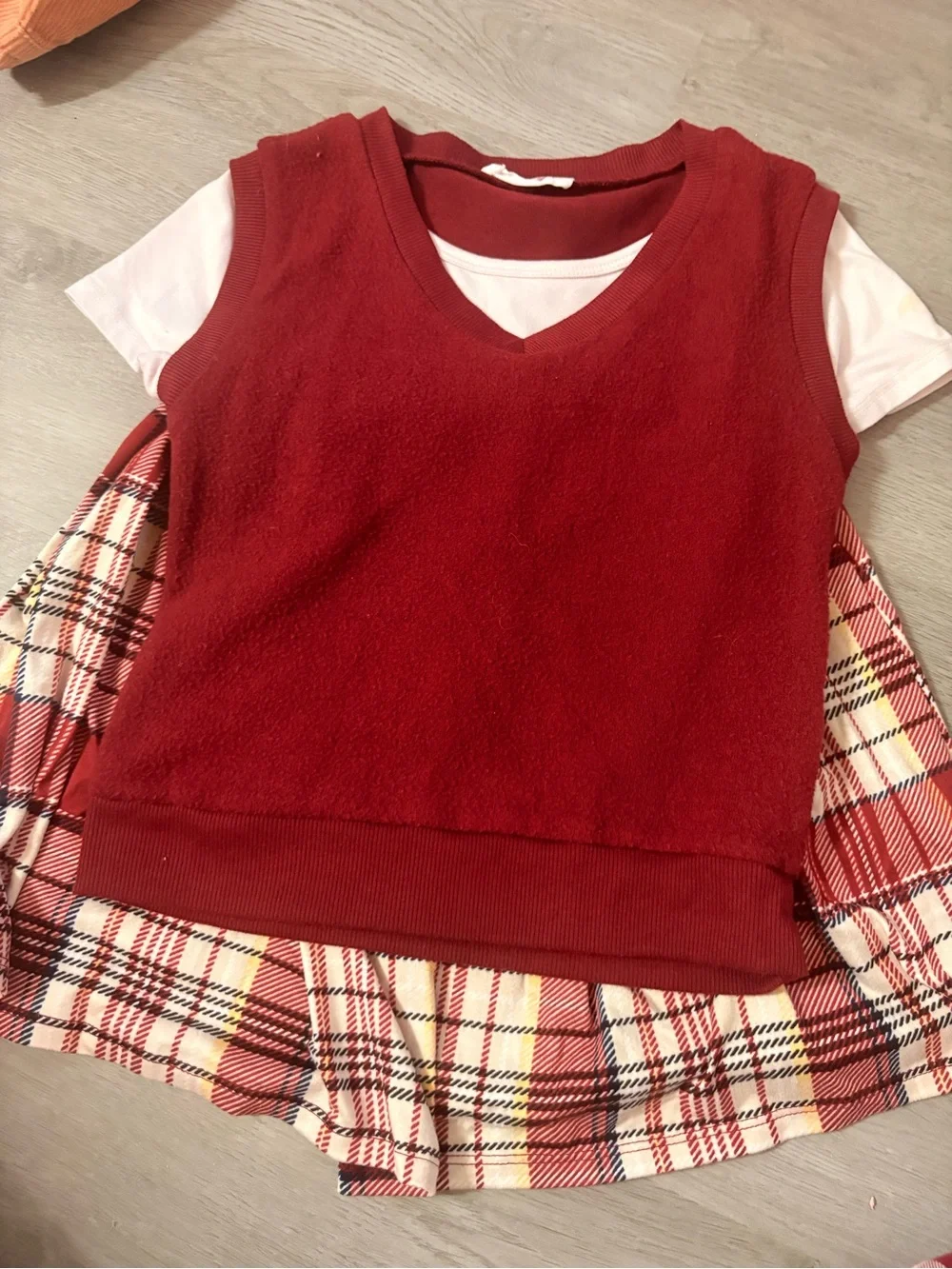Kids Red V-Neck Layered Top by